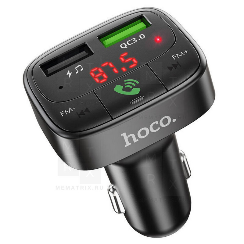 Автомобильное зарядное устройство USB Hoco E59 (18W, QC3.0, FM модулятор, Bluetooth) Черный