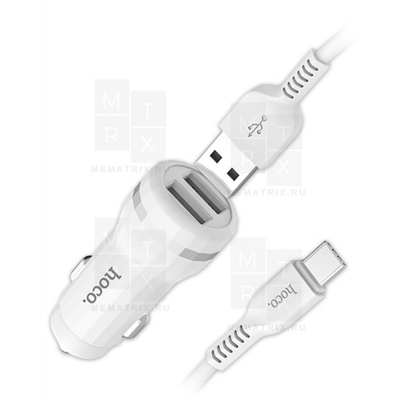 Автомобильное зарядное устройство USB Hoco Z27 (12W, 2 порта) Белый