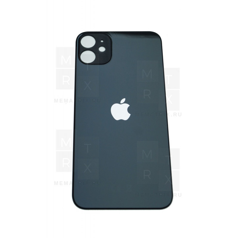 Задняя крышка iPhone 11 black (черная) с увеличенным вырезом под камеру OR