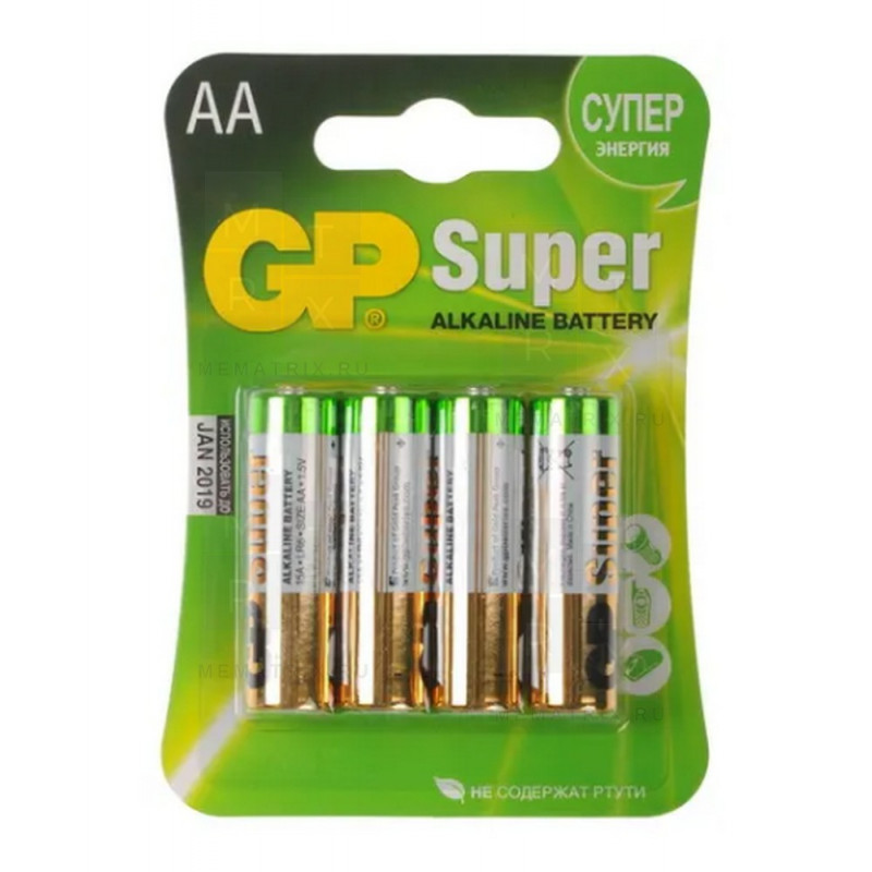 Батарейка AA LR6 GP Super Alkaline 1.5V (4 шт. в блистере)
