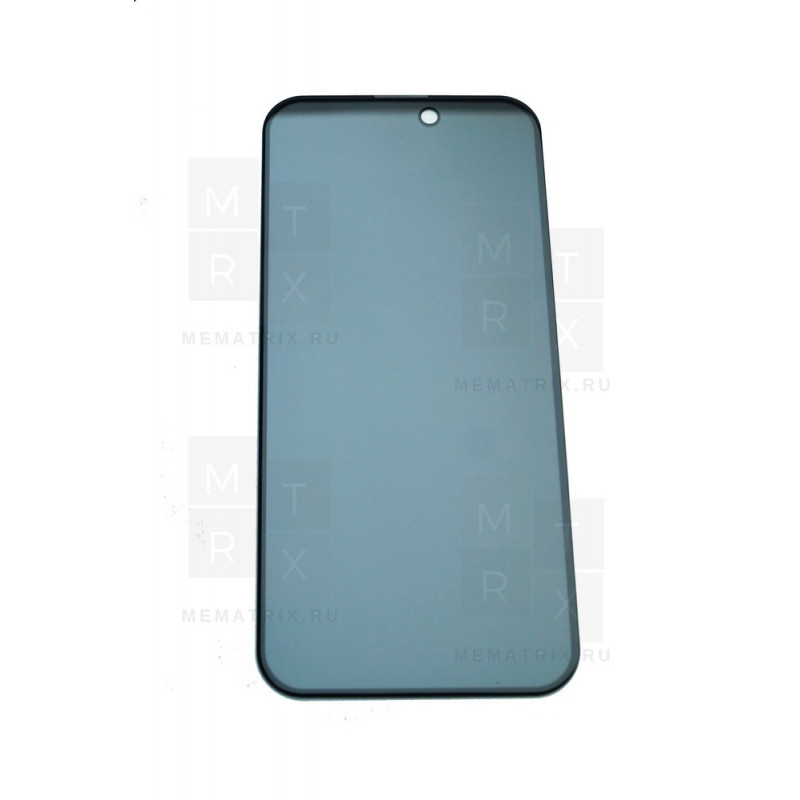 Защитное стекло (Антишпион) для iPhone 15 Plus Черный (Закалённое, полное покрытие)