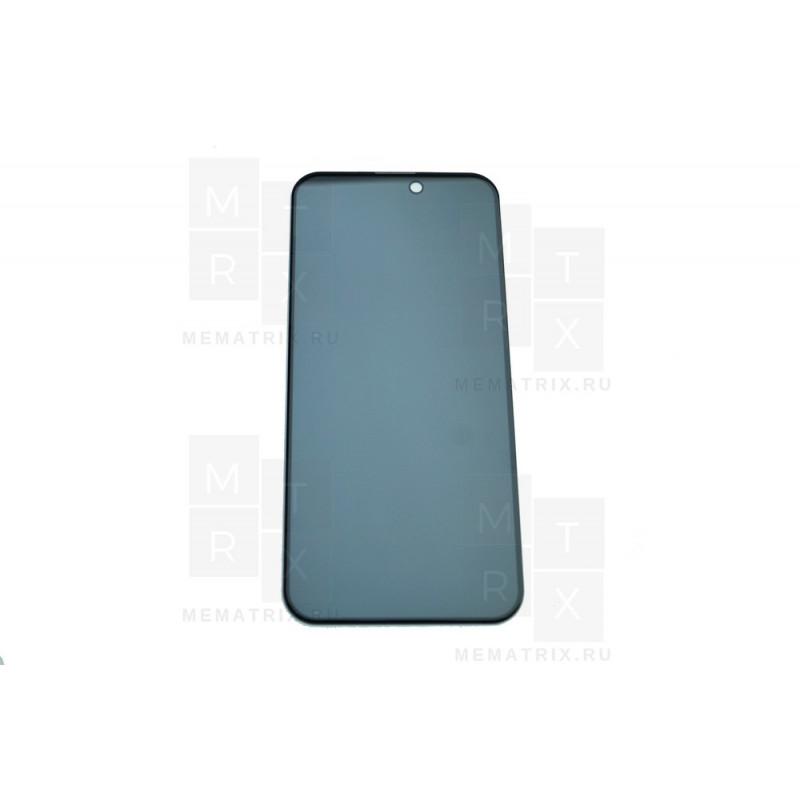 Защитное стекло (Антишпион) для iPhone 15 Pro Max Черный (Закалённое, полное покрытие)