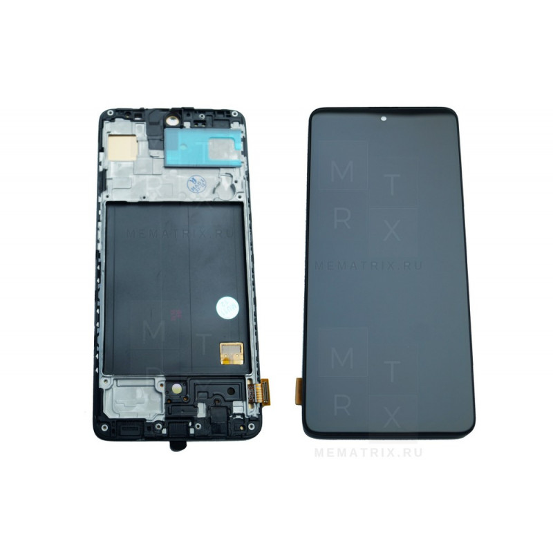 Samsung A51 (A515F) тачскрин + экран (модуль) черный OLED с рамкой (O - вырез камеры)