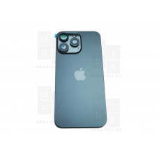 Задняя крышка для iPhone 15 Pro Max в сборе со стеклом камеры Черный (стекло, MagSafe, логотип) Премиум