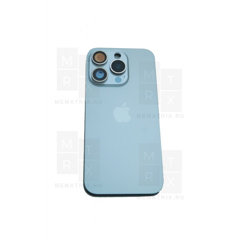 Задняя крышка для iPhone 15 Pro в сборе со стеклом камеры Белый (стекло, MagSafe, логотип) Премиум