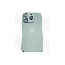 Задняя крышка для iPhone 15 Pro в сборе со стеклом камеры Серый (стекло, MagSafe, логотип) Премиум