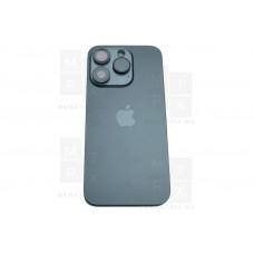 Задняя крышка для iPhone 15 Pro в сборе со стеклом камеры Черный (стекло, MagSafe, логотип) Премиум
