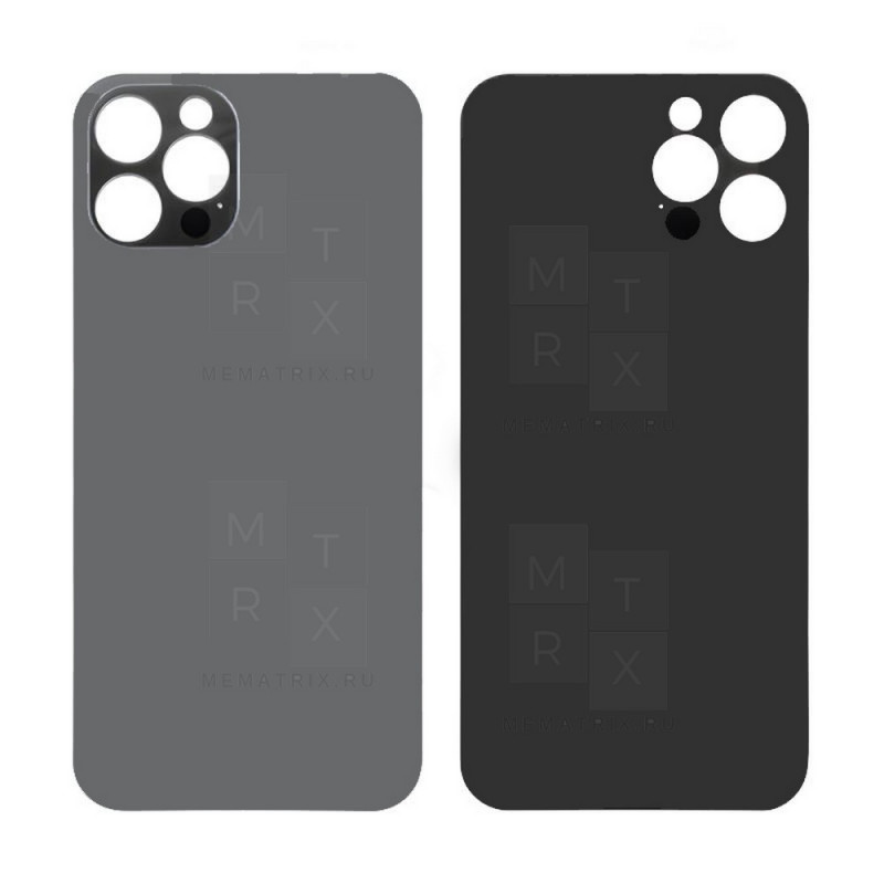 Задняя крышка для iPhone 12 Pro Серый (стекло, широкий вырез под камеру, логотип)