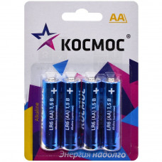 Батарейка AA LR6 Космос Alkaline 1.5V (4 шт. в блистере)(Щелочные)