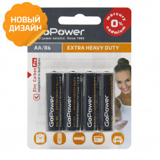 Батарейка AA R6 GoPower Heavy Duty 1.5V (4 шт. в блистере)(Солевые)