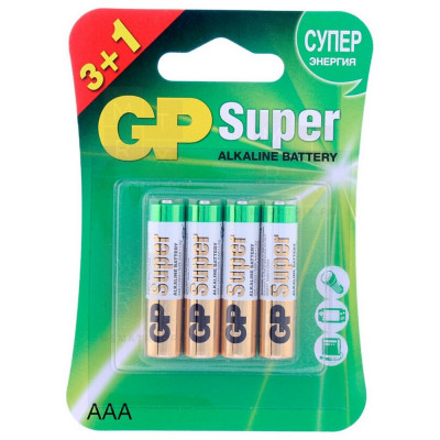 Батарейка AAA LR03 GP Super Alkaline 1.5V (4 шт. в блистере)(Щелочные)