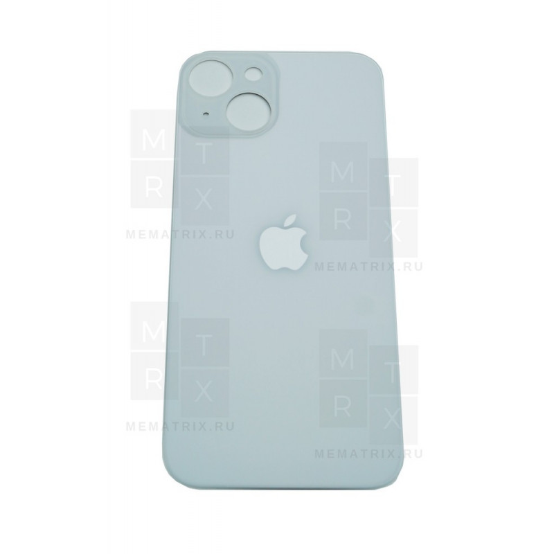 Задняя крышка iPhone 14 (белая) с увеличенным вырезом под камеру Премиум AA