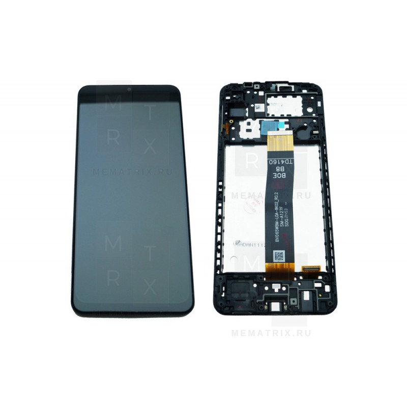 Samsung A12 Nacho (A127F) тачскрин + экран (модуль) черный OR с рамкой Ref
