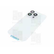 Задняя крышка iPhone 16 Plus Белый (стекло, монолит, MagSafe, логотип) Премиум