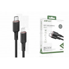 Кабель Type-C - Lightning Acefast C2-01 (3A, 30W, PD, MFI, оплетка силикон, 1.2 м) Черный