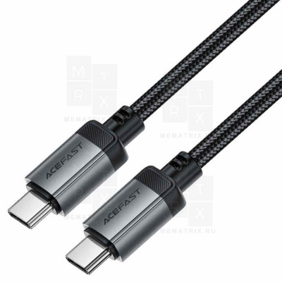 Кабель Type-C - Type-C Acefast C20-03 (3A, 60W, PD, оплетка нейлон, 1.2 м) Черный
