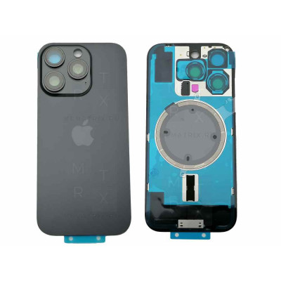 Задняя крышка IPhone 16 Pro (A3293) Black (черный ) со стеклом камеры Серый (стекло, монолит, MagSafe, логотип) OR