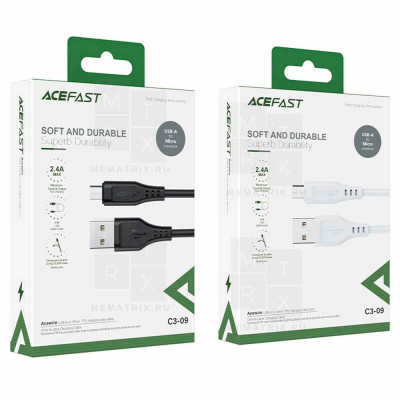 Кабель USB - MicroUSB Acefast C3-09 (2.4А, 1.2 м) Черный