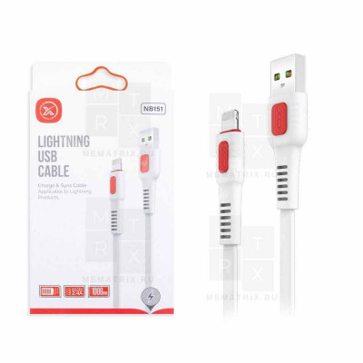 Кабель USB - Lightning XO NB151 (2.4A, плоский) Белый