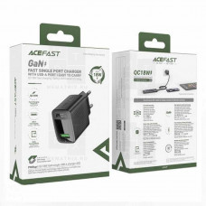 Сетевое зарядное устройство USB Acefast A90 (18W, QС3.0, GaN) Черный