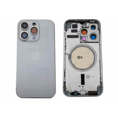 Задняя крышка (корпус) iPhone 14 Pro silver (белый) в сборе