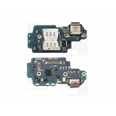 Нижняя плата (шлейф) для Samsung Galaxy S24 Ultra (S928E) разъем зарядки, разъем SIM, микрофон Премиум