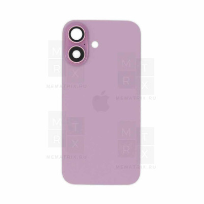 Задняя крышка iPhone 16 Розовый (стекло, монолит, MagSafe, логотип) Премиум