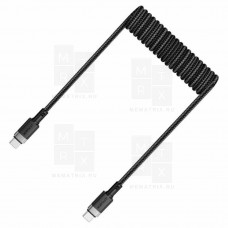 Кабель Type-C - Type-C Acefast C14-03 (3A, 60W, PD, пружинный, оплетка нейлон, 1.2 м) Черный