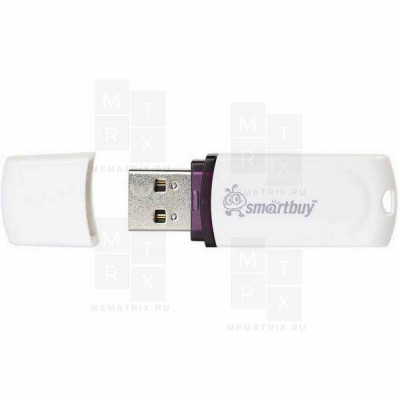 USB-флеш 8GB (USB 2.0) Smartbuy Glossy Белый