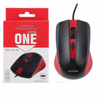 Мышь проводная SmartBuy 352 ONE красно-черная USB