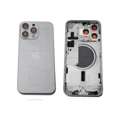 Задняя крышка (корпус) iPhone 15 Pro Max white (белый) в сборе Премиум