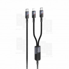 Кабель Type-C 2 в 1 (Type-C - Type-C) Hoco U139 (5A, 100W, PD, оплетка ткань, 1.2 м) Черный
