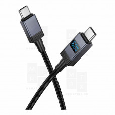 Кабель Type-C - Type-C Hoco X118 (3A, 60W, PD, оплетка нейлон, с дисплеем) Черный