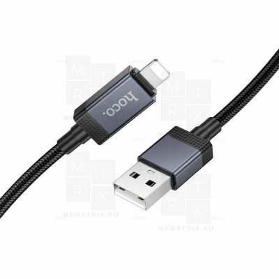 Кабель USB - Lightning Hoco X118 (2.4A, оплетка нейлон, с дисплеем) Черный