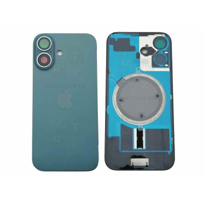 Задняя крышка iPhone 16 Ультрамарин (стекло, монолит, MagSafe, логотип) Премиум