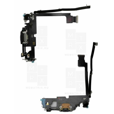 Нижняя плата (шлейф), iPhone 12 Pro Max разъем зарядки, микрофон Черный Премиум