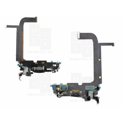 Нижняя плата (шлейф), iPhone 13 Pro Max разъем зарядки, микрофон Черный Премиум