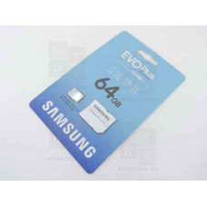 Карта памяти MicroSDXC 64GB Samsung EVO Plus + SD адаптер