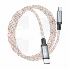 Кабель Type-C - Type-C Hoco U112 (3A, 60W, PD, прозрачный светящийся) Серый
