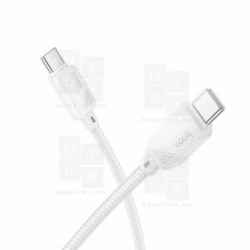 Кабель Type-C - Type-C Hoco X113 (3A, 60W, PD, оплетка нейлон) Белый