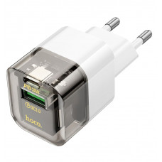 Сетевое зарядное устройство USB, Type-C Hoco C131A (30W, QC3.0, PD, прозрачный корпус) Черный
