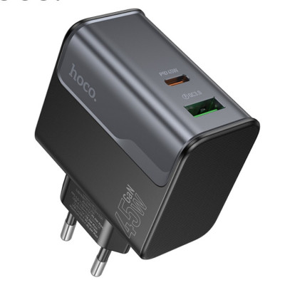 Сетевое зарядное устройство USB, Type-C Hoco CS74A (45W, QC3.0, PD, 2 порта) Черный