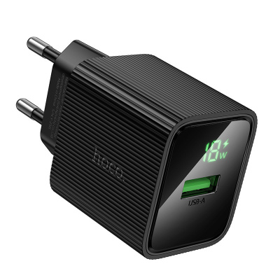 Сетевое зарядное устройство USB Hoco CS81A (18W, QС3.0, с дисплеем) Черный