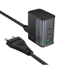 Сетевое зарядное устройство USB, Type-C Hoco CS76A (70W, QC3.0, PD, 3 порта, с сетевым кабелем) Черный