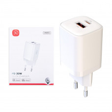 Сетевое зарядное устройство USB, Type-C XO L96 (30W, QС3.0, PD) Белый