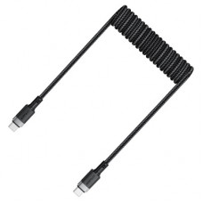 Кабель Type-C - Type-C Acefast C14-03 (3A, 60W, PD, пружинный, оплетка нейлон, 1.2 м) Черный