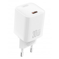 Сетевое зарядное устройство Type-C XO L148 (30W, PD, кабель Type-C-Type-C) Белый