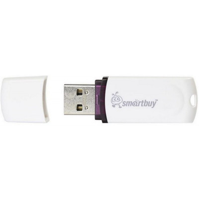 USB-флеш 8GB (USB 2.0) Smartbuy Glossy Белый