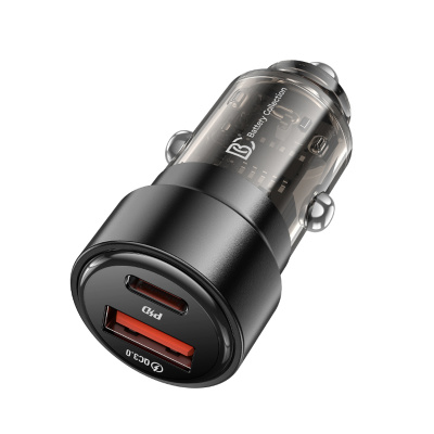 Автомобильное зарядное устройство BC CC15 USB, Type-C (75W, QC3.0, PD, 1Type-C, 1USB) Черный