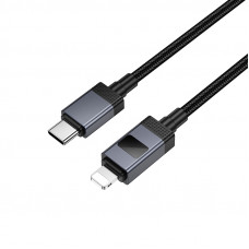 Кабель Type-C - Lightning Hoco X118 (3A, 27W, PD, оплетка нейлон, с дисплеем) Черный Кабель Type-C - Lightning Hoco X118 (3A, 27W, PD, оплетка нейлон, с дисплеем) Черный